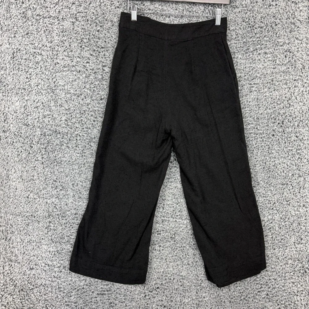 Free People Pants Womens Small Black Cropped Wide Leg Flare Pleated Coulette